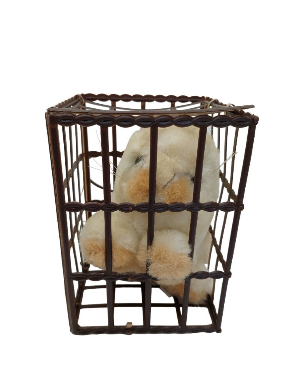 California Stuffed Toys Bunny Rabbit In Plastic Carrier White 5" Plush Stuffed